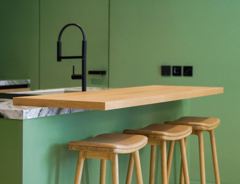 Wooden Bar Accent on Kitchen Island